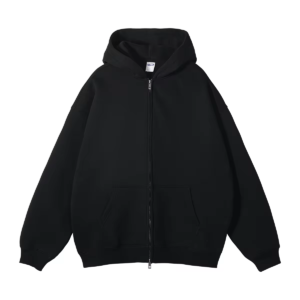 Drop Shoulder Zipper Oversized Cotton Fleece Hoodie